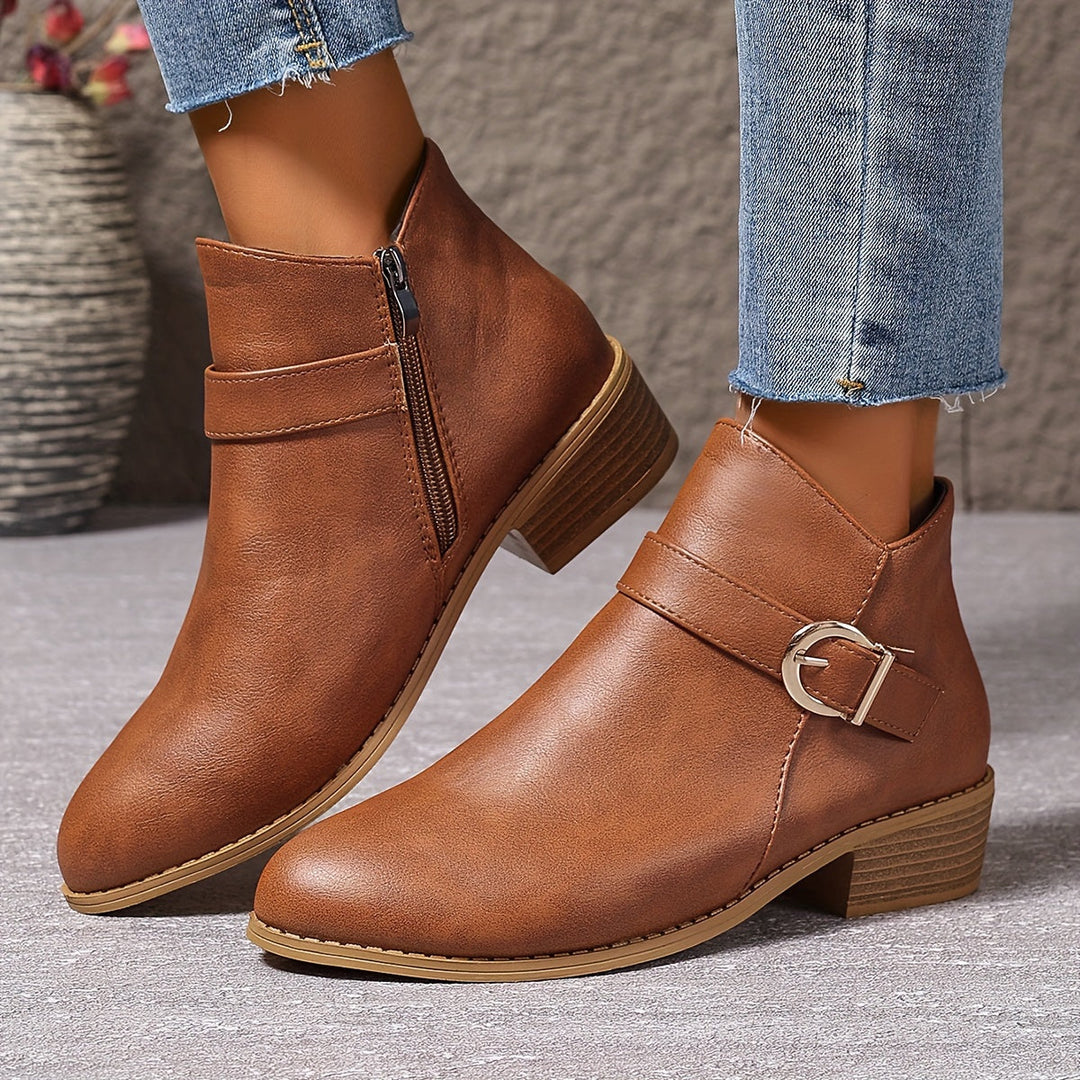 Dahlia | Modern Buckle-Accented Chelsea Ankle Boots