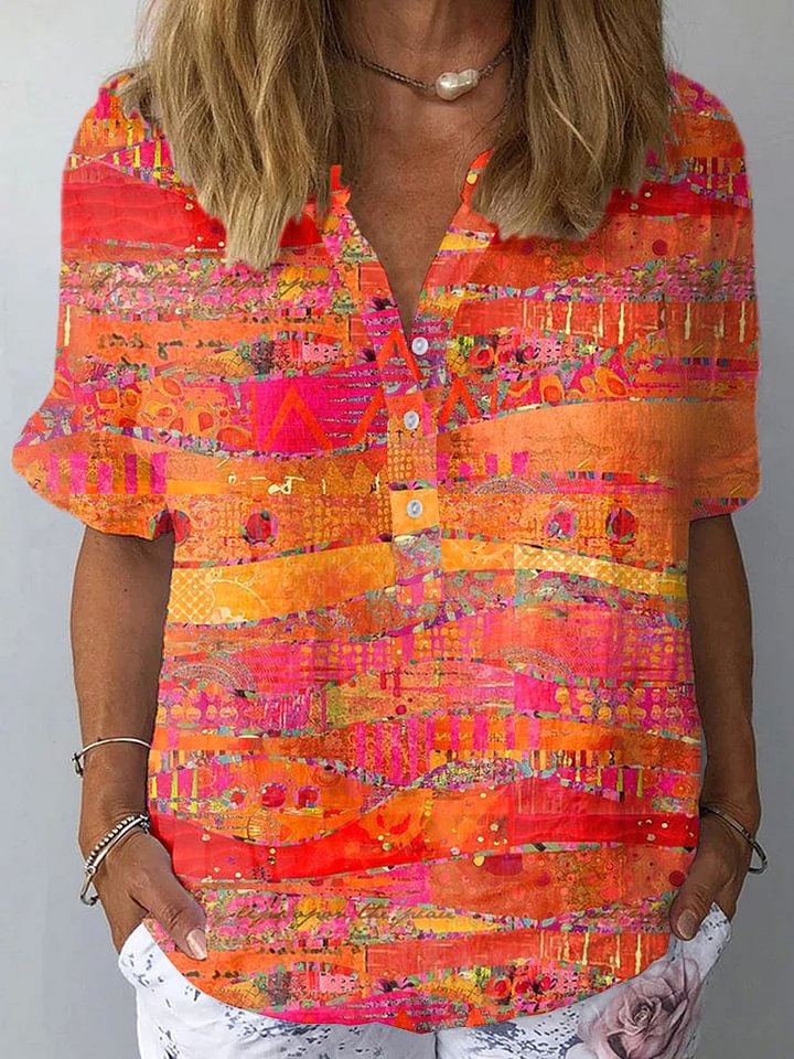NIRELLE – VINTAGE ART PRINT CASUAL COTTON AND LINEN