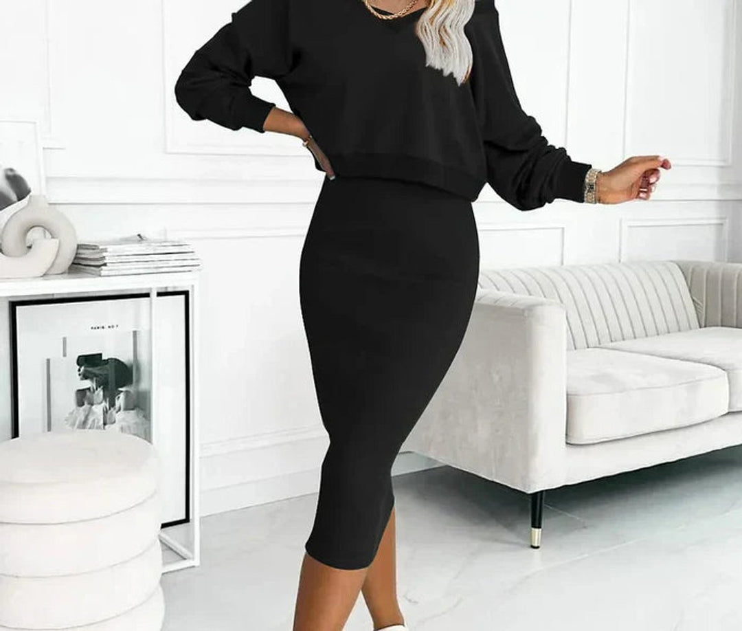 Nora | Sweatshirt & Midi Skirt Two-Piece Set