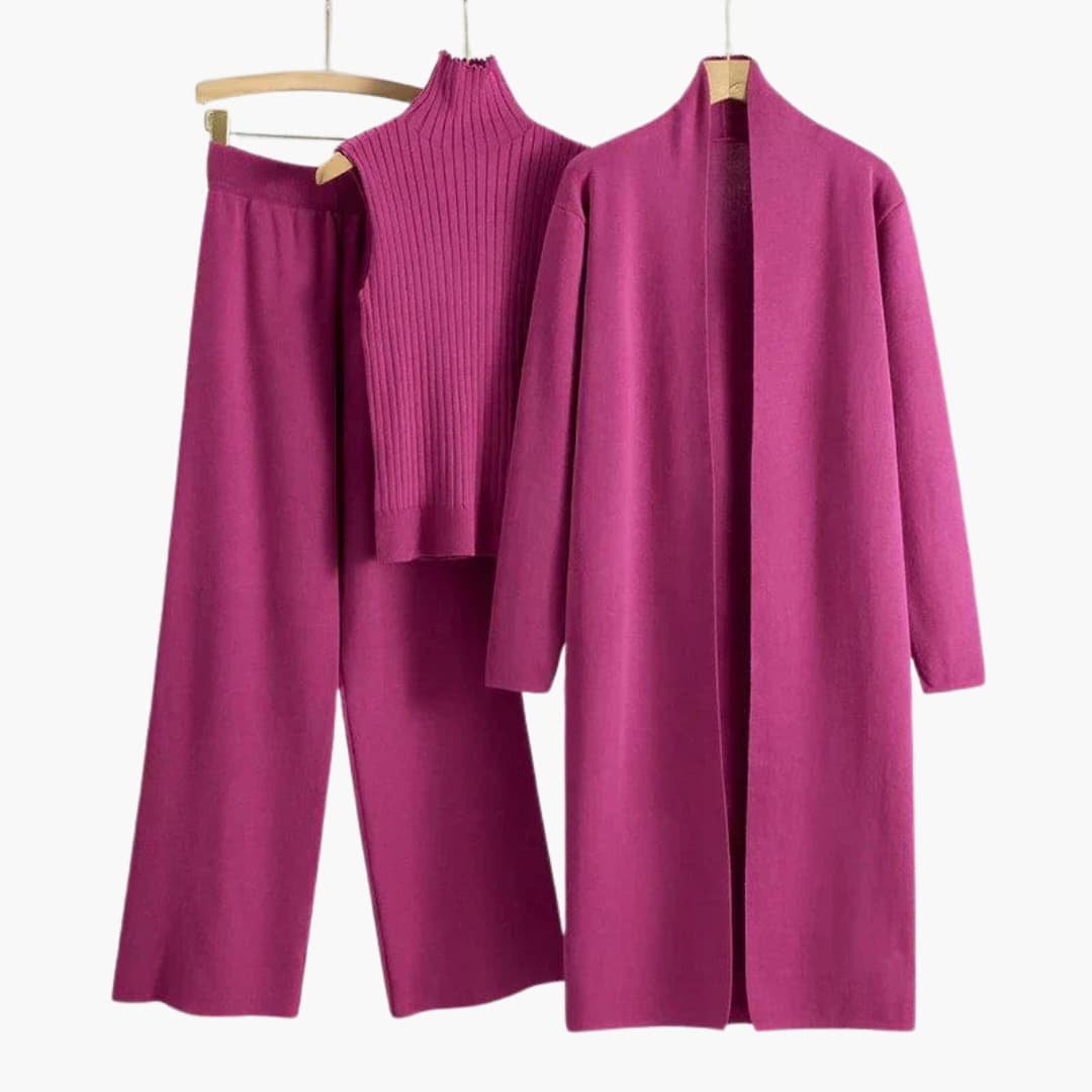 Avery | Elegant Ribbed Knit Three-Piece Set