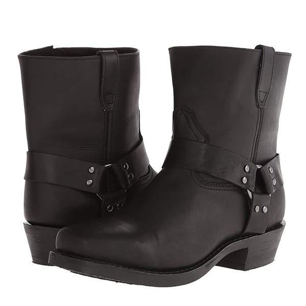 Madelyn | Women's Mid-Cut Leather Biker Boots with Harness Detail