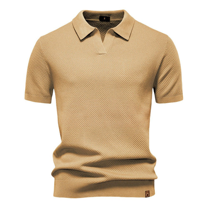 Noah | Modern Textured Open-Collar Polo Shirt