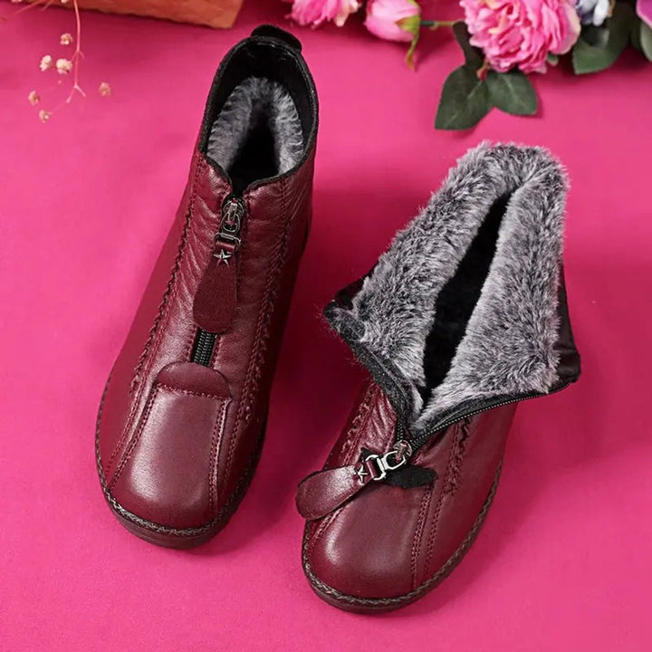 Maribel | Fleece-Lined Leather Ankle Boots for Women