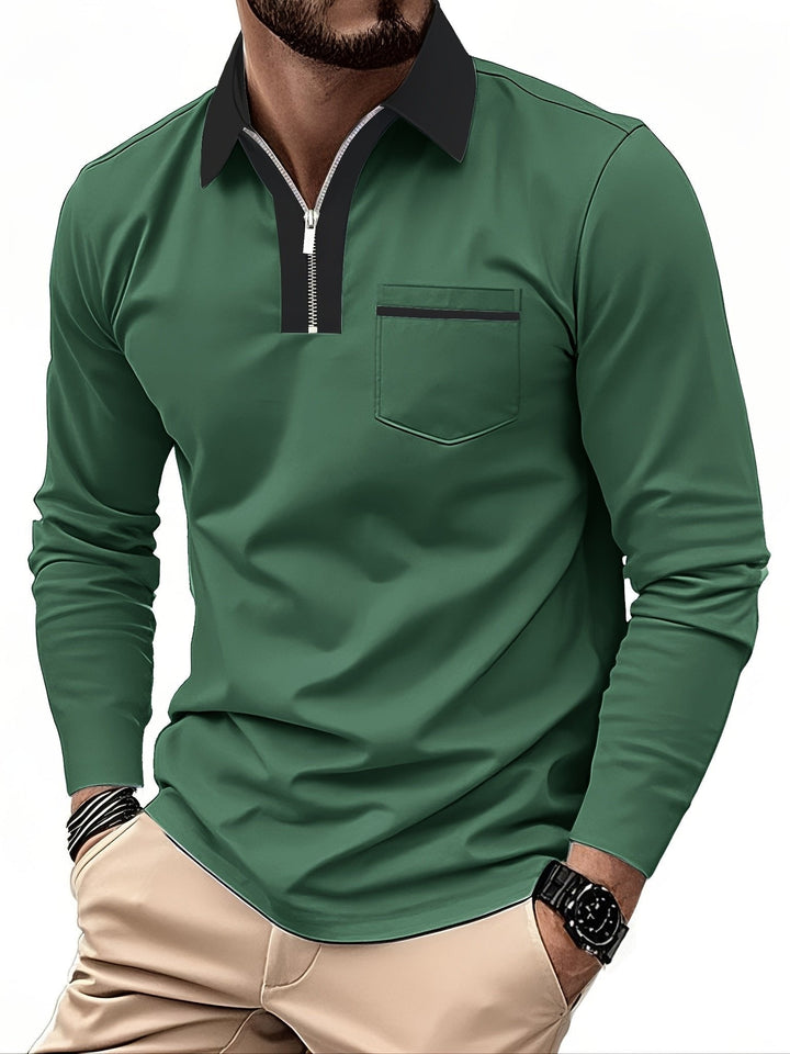 Daniel | Refined Long-Sleeve Zip-Collar Polo Shirt