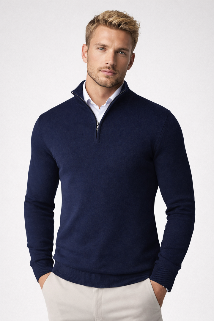 Rowan | Modern Half Zip High Neck Sweater