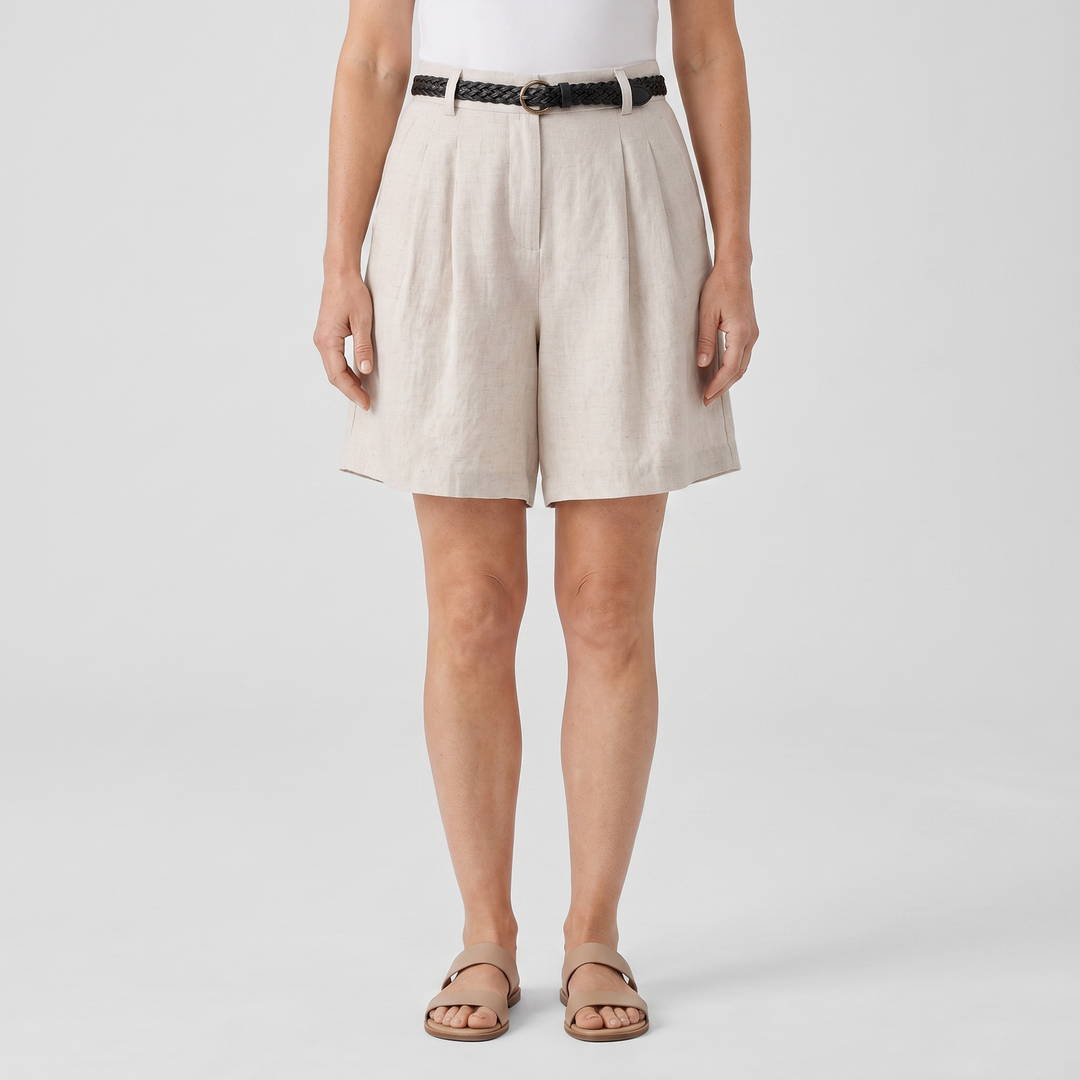 Katalina | High-Waisted A-Line Style Linen Shorts