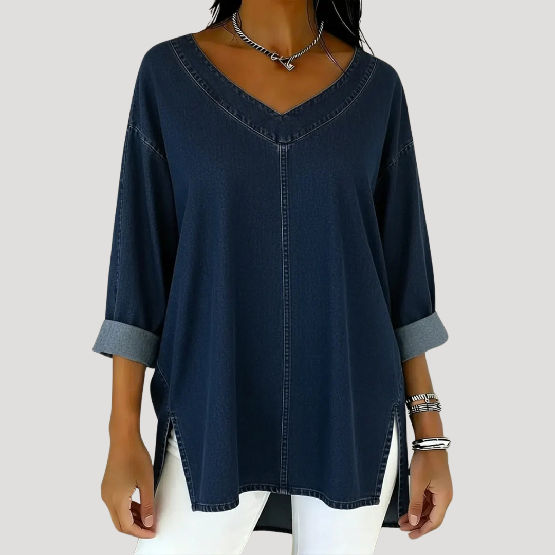 Genevieve | Women's V-Neck Relaxed Tunic Top