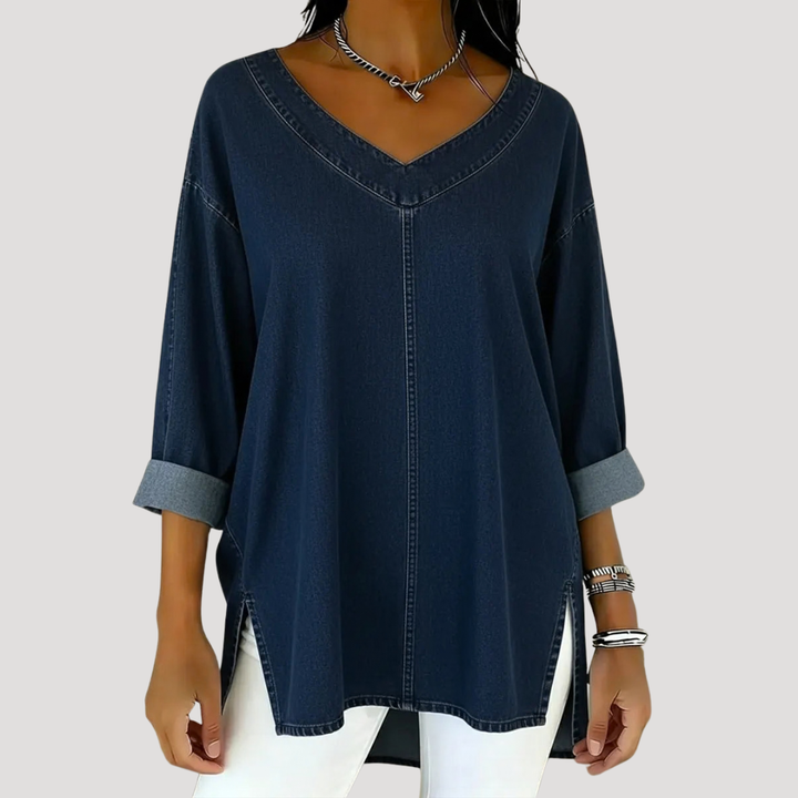 Genevieve | Women's V-Neck Relaxed Tunic Top