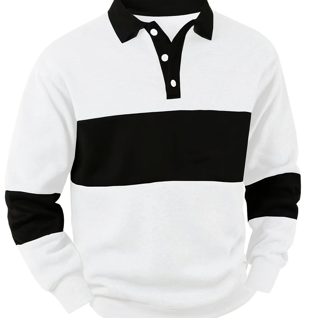 Easton | Colour-Block Long Sleeve Polo Shirt