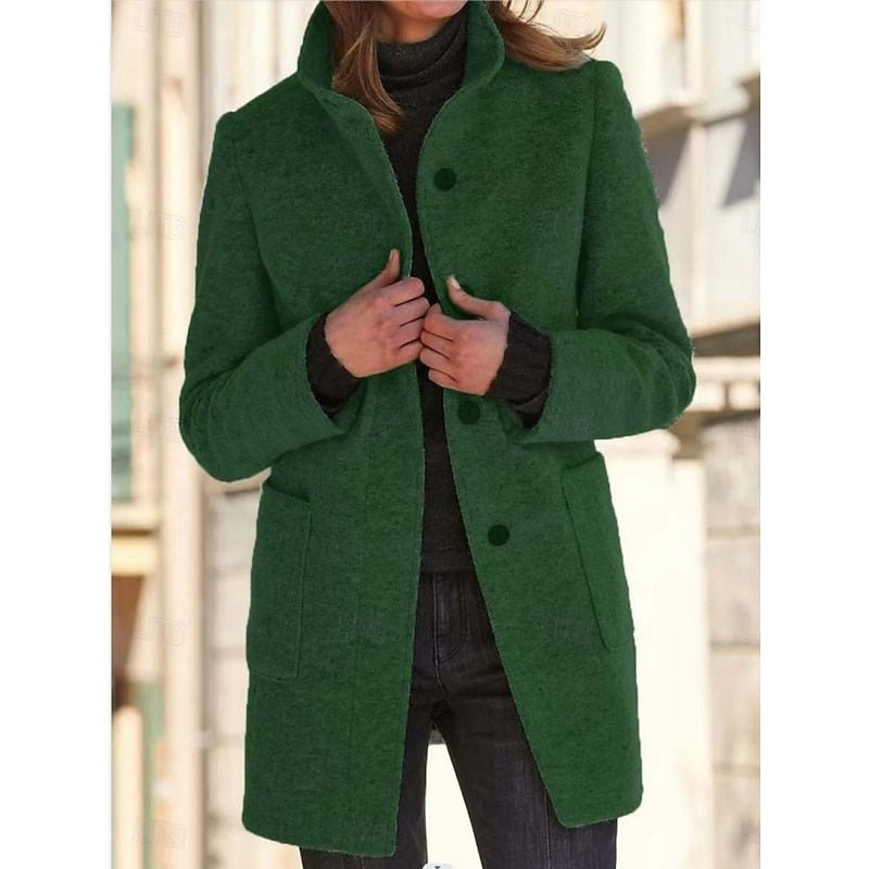 Eliana | Elegant Stand Collar Tailored Trenchcoat