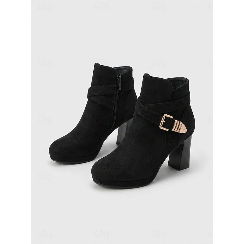 Nova | Buckle-Strap Block Heel Ankle Boots