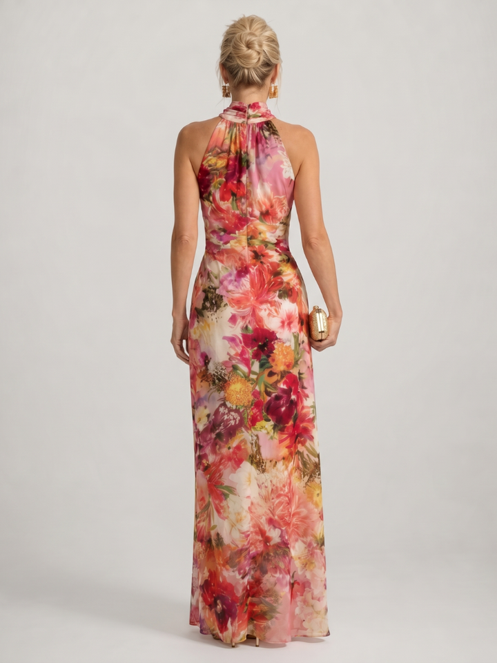 Zoey | Halter Neck Floral Print Maxi Dress