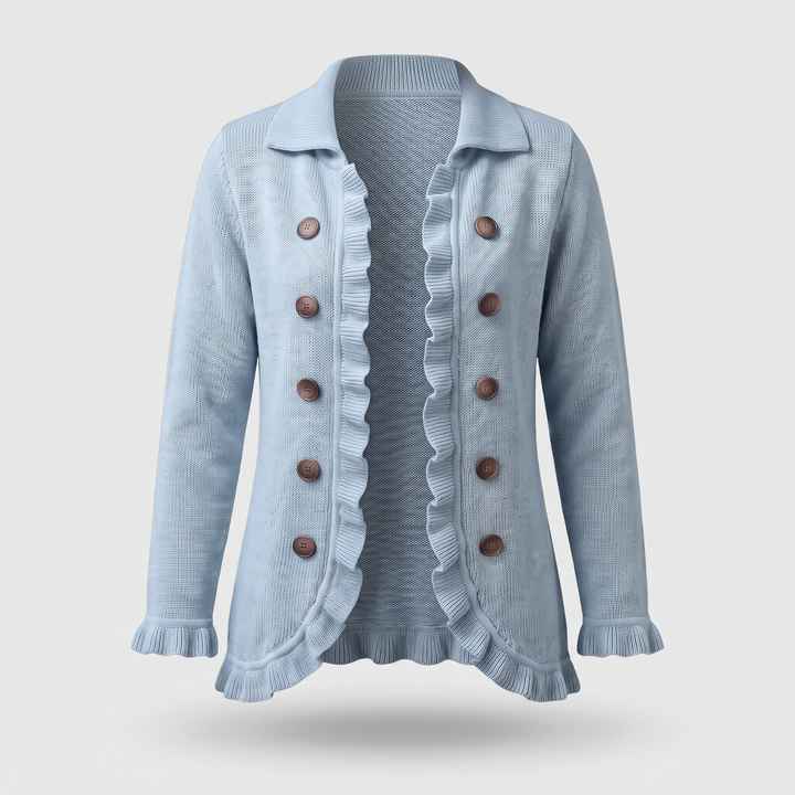 Maria | Comfortable Ruffle Detail Knit Cardigan