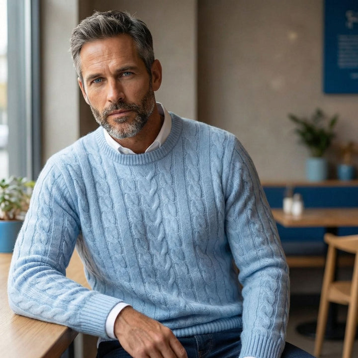 Weston | Lightweight Cable Style Cashmere Knit Sweater