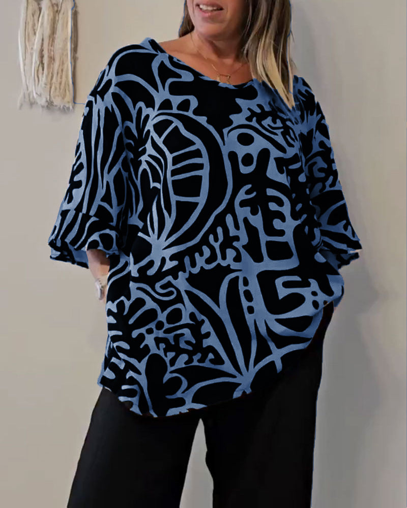 Abstract Botanical Print Top