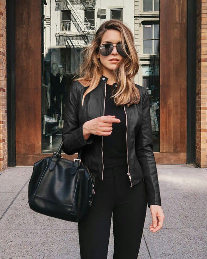 Zoey | Slim-Fit Biker Jacket in Soft Faux Leather