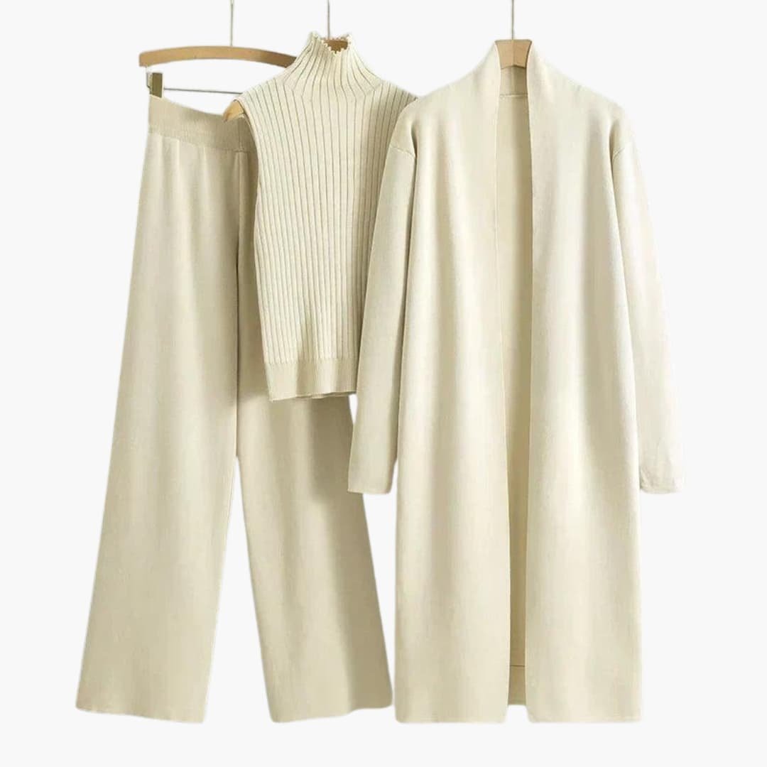 Avery | Elegant Ribbed Knit Three-Piece Set