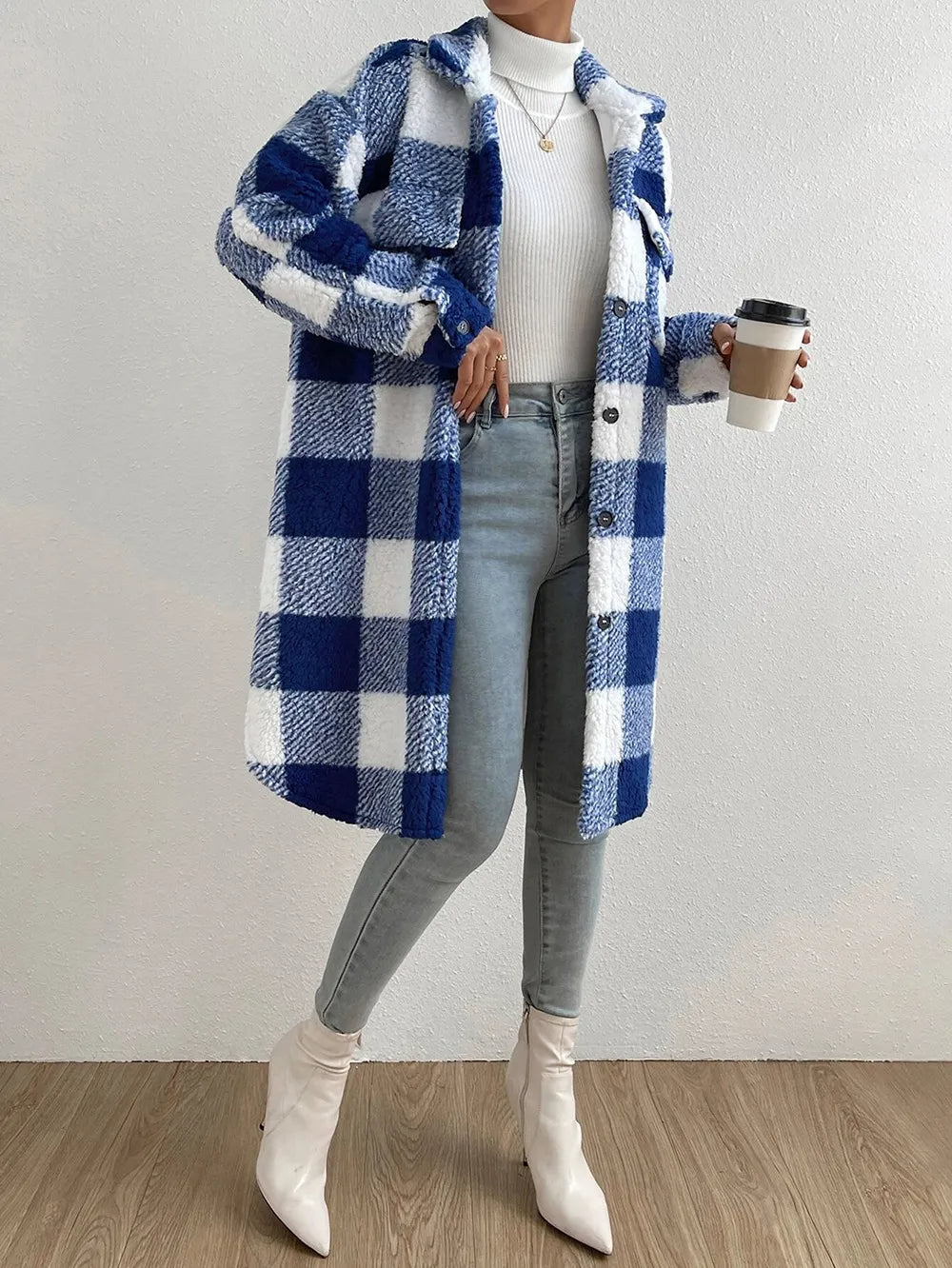 Donna | Women's Oversized Longline Plaid Coat