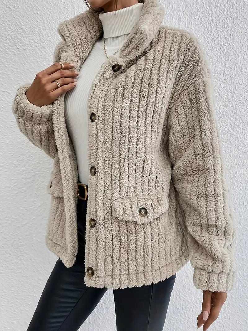 Nova - Double-Sided Velvet Button Cardigan
