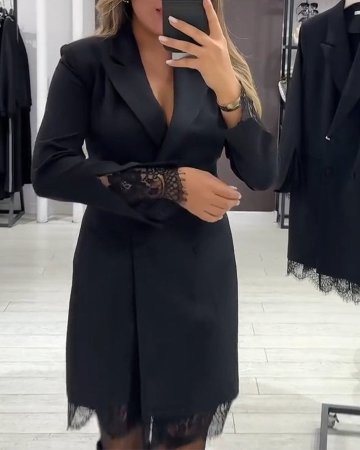 V-Neck Dress with Inserts for Work