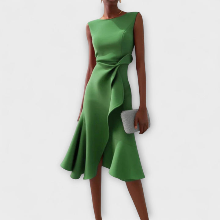 Juliette – Elegant Draped Asymmetrical Midi Dress