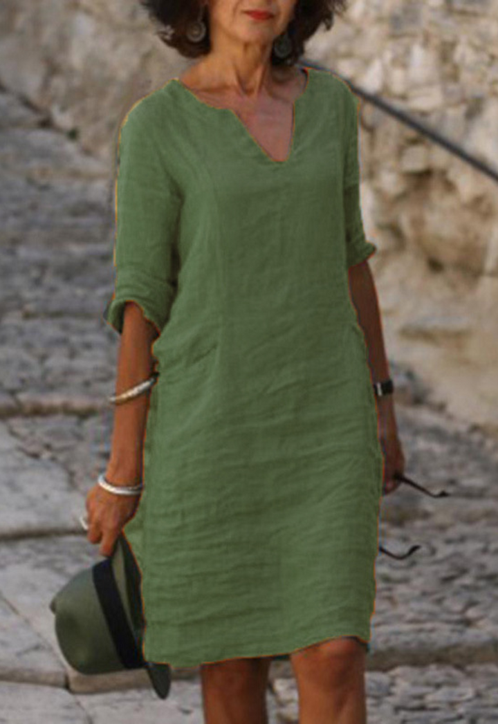 Elvy - Sleek V-Neck Dress