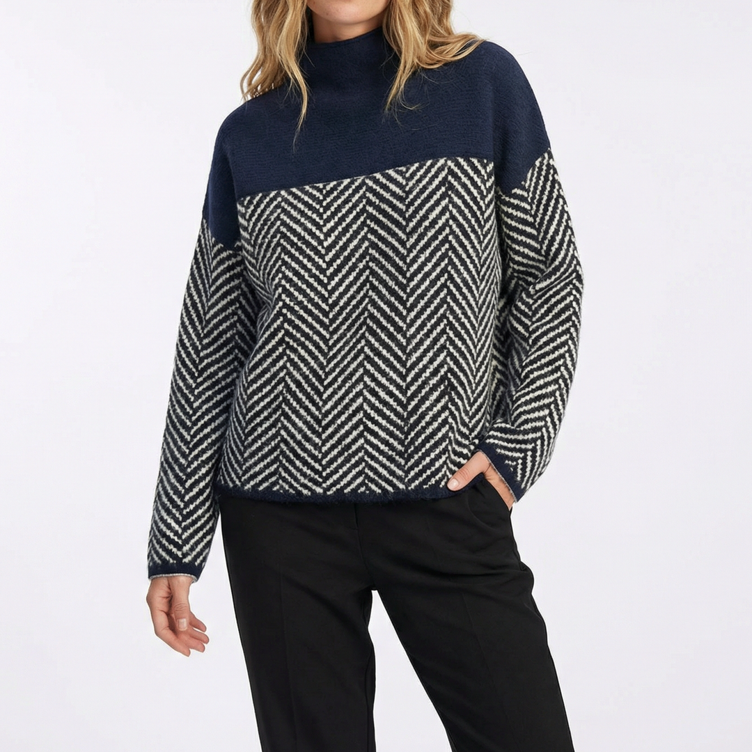 Victoria | Sophisticated Style Herringbone Knit Sweater
