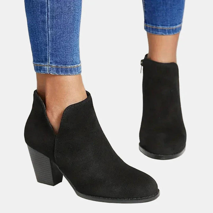 Beatrice | Women's Suede Block Heel Side-Zip Ankle Boots