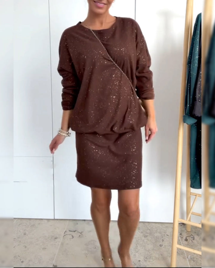 Dress Round Neck Fine Glitter Fashion