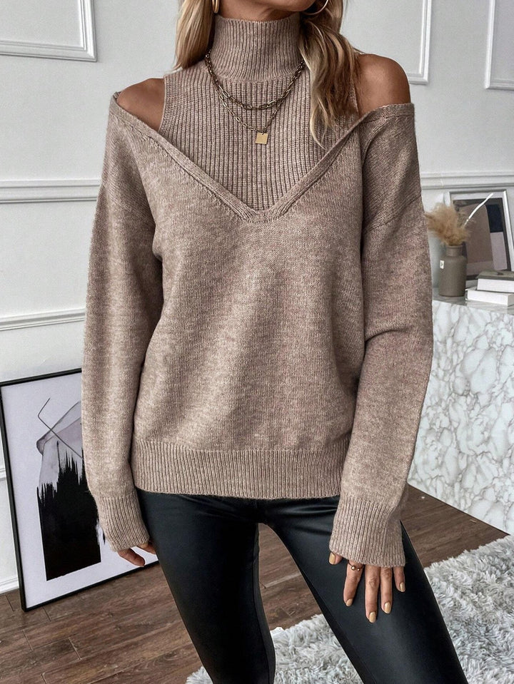 Analia | Women's Off-Shoulder Turtleneck Knit Sweater