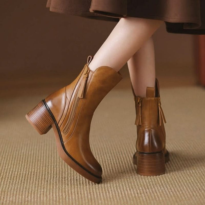 Evelyn | Premium Leather Style Ankle Boots with Zipper