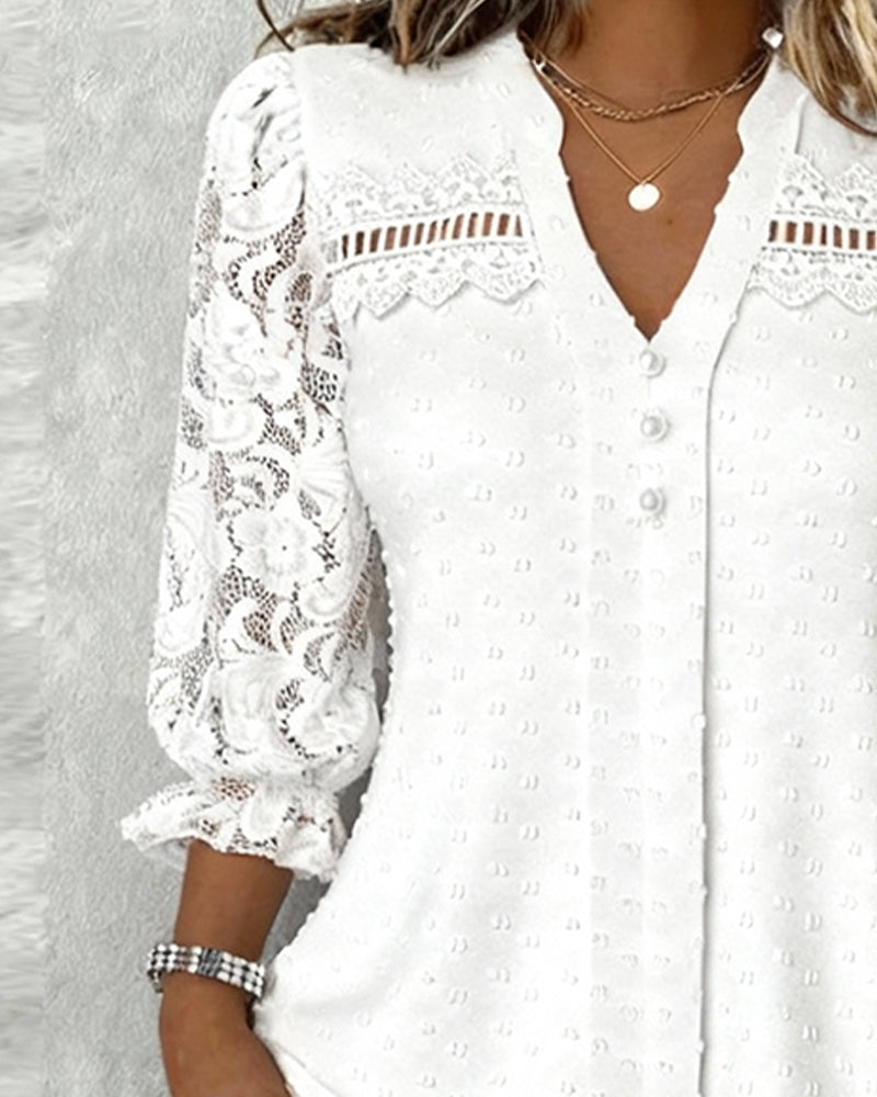 Blouse Knitting V-Neck Fashion