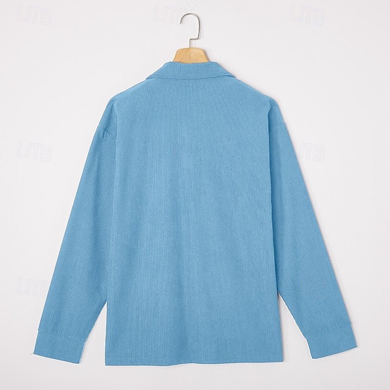 Lucas | Elegant And Refined Ribbed Long-Sleeve Polo Shirt