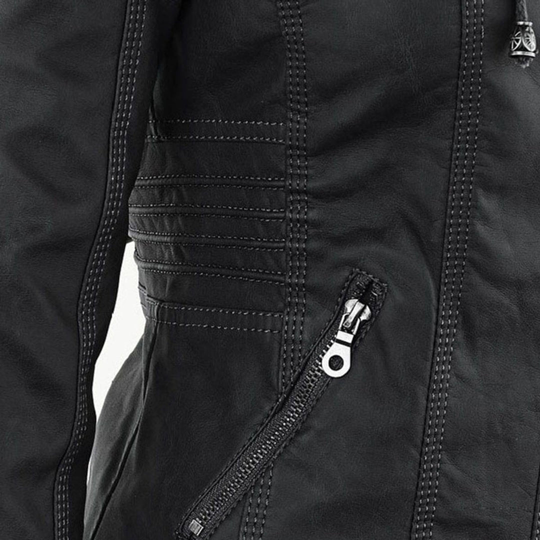Ruby | Tailored Style Faux Leather Hooded Jacket