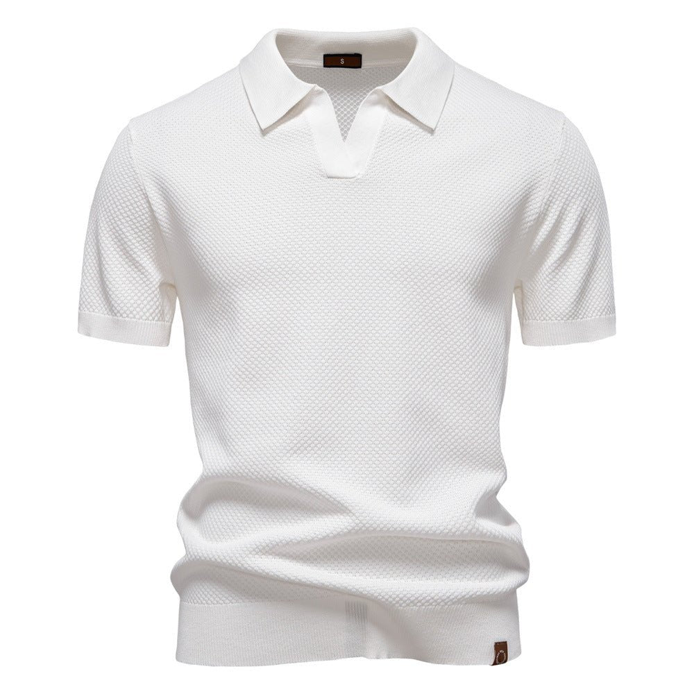 Noah | Modern Textured Open-Collar Polo Shirt