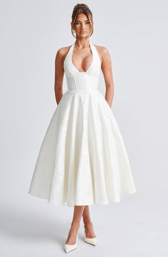AVALYN – ELEGANT HALTER MIDI DRESS