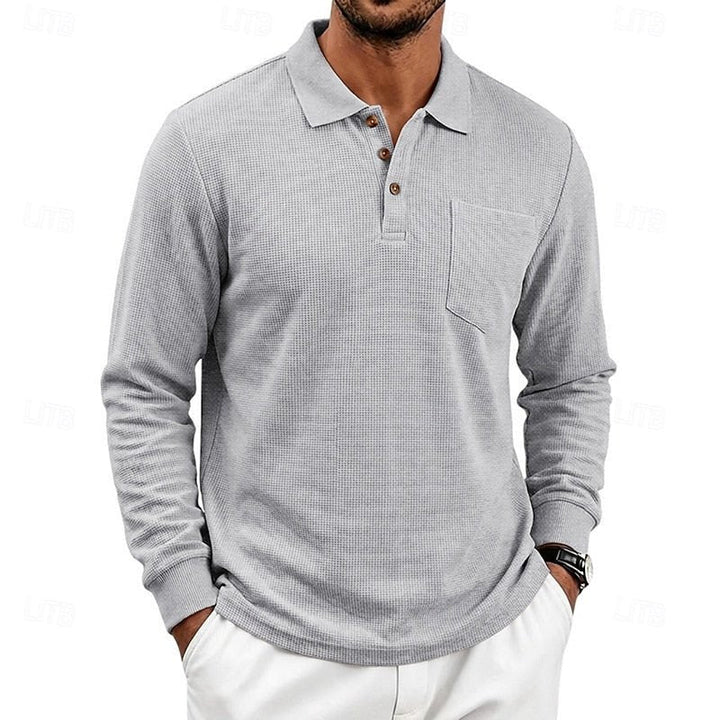 Jonah | Textured Long-Sleeve Polo Shirt