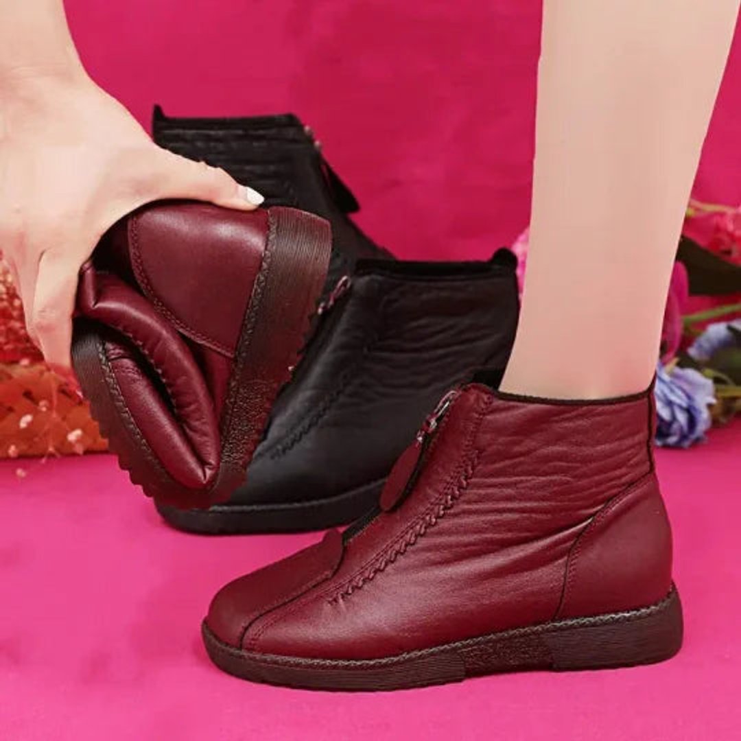Estelle | Women's Slip-Resistant Fleece-Lined Leather Ankle Boots