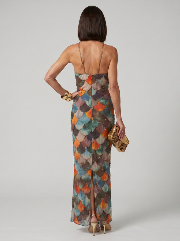 Sofia | Fitted Scale Pattern Maxi Dress