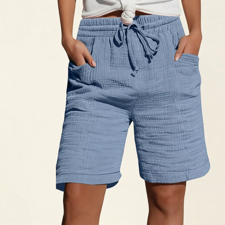 Melissa | Textured Bermuda Shorts with Adjustable Waist