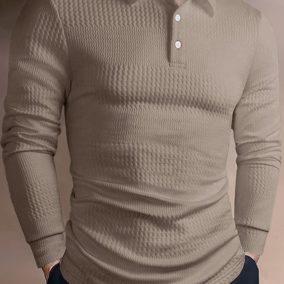 Calvin | Textured Long-Sleeve Polo Shirt