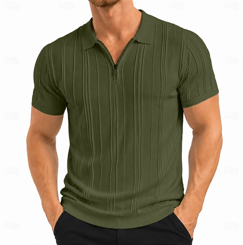 Ethan | Refined Textured Slim Fit Polo Shirt