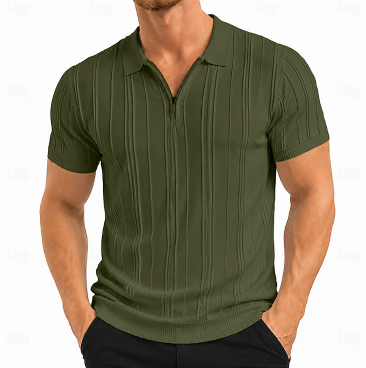 Ethan | Refined Textured Slim Fit Polo Shirt