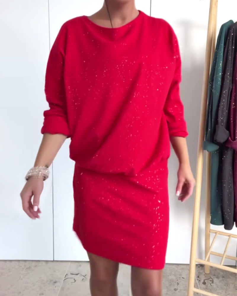Dress Round Neck Fine Glitter Fashion