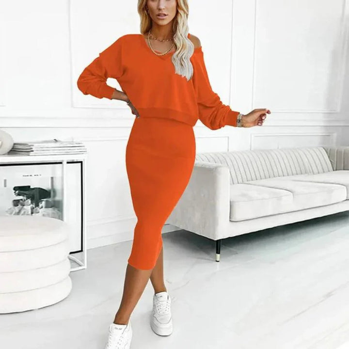 Nora | Sweatshirt & Midi Skirt Two-Piece Set