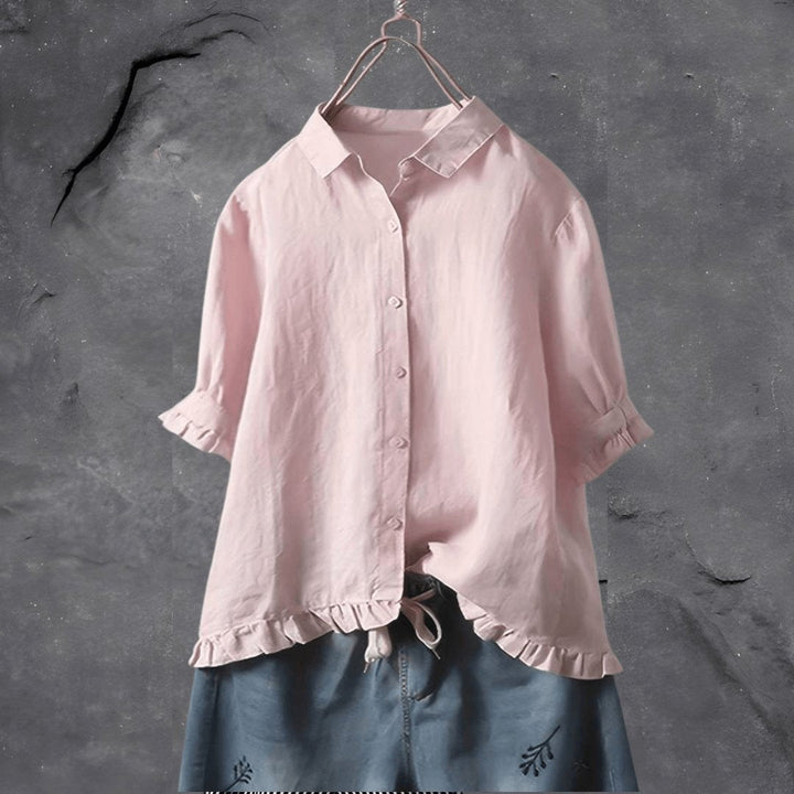 Juniper | Ruffle-Hem Collared Blouse