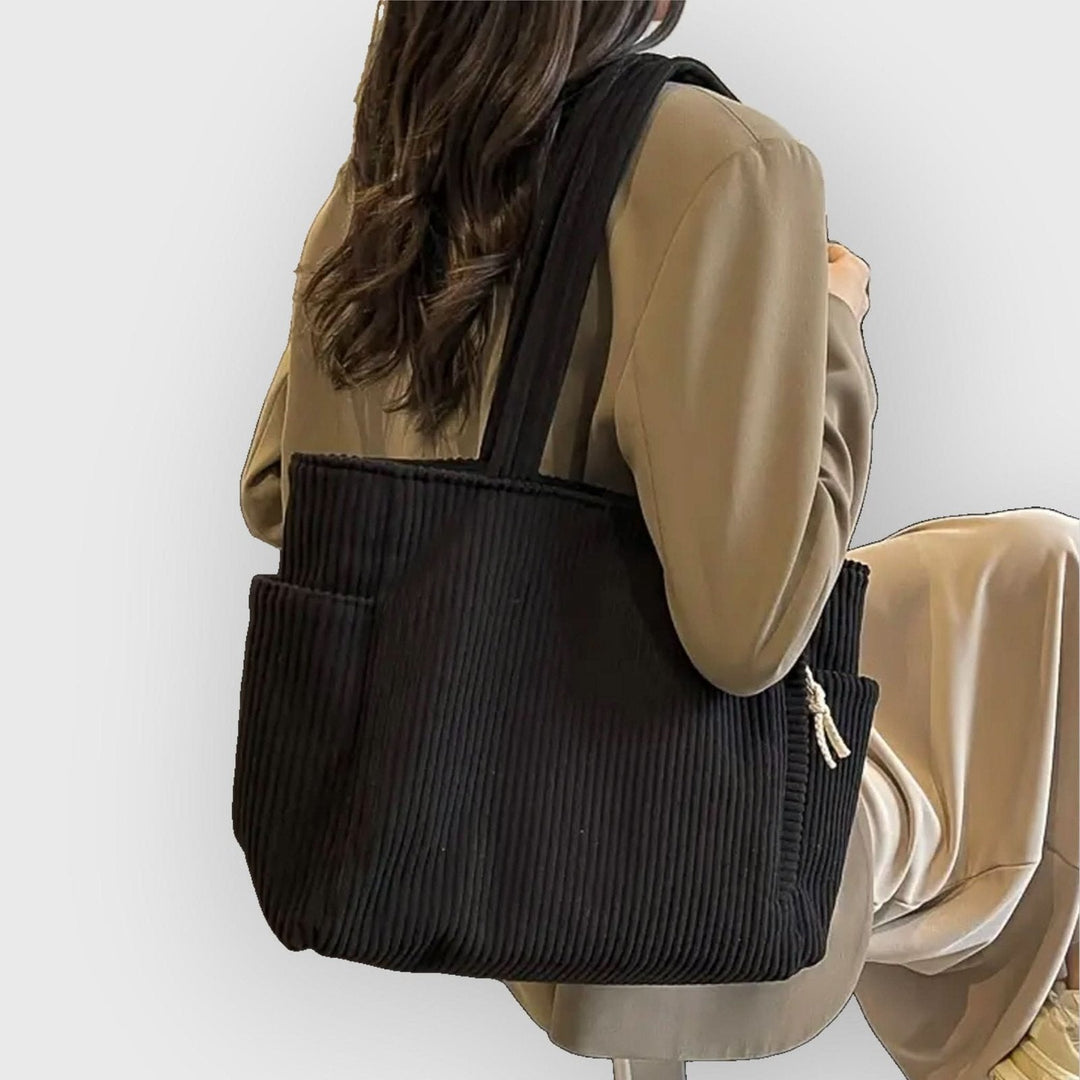 Cami | Spacious Design with Rope Accents Corduroy Tote Bag