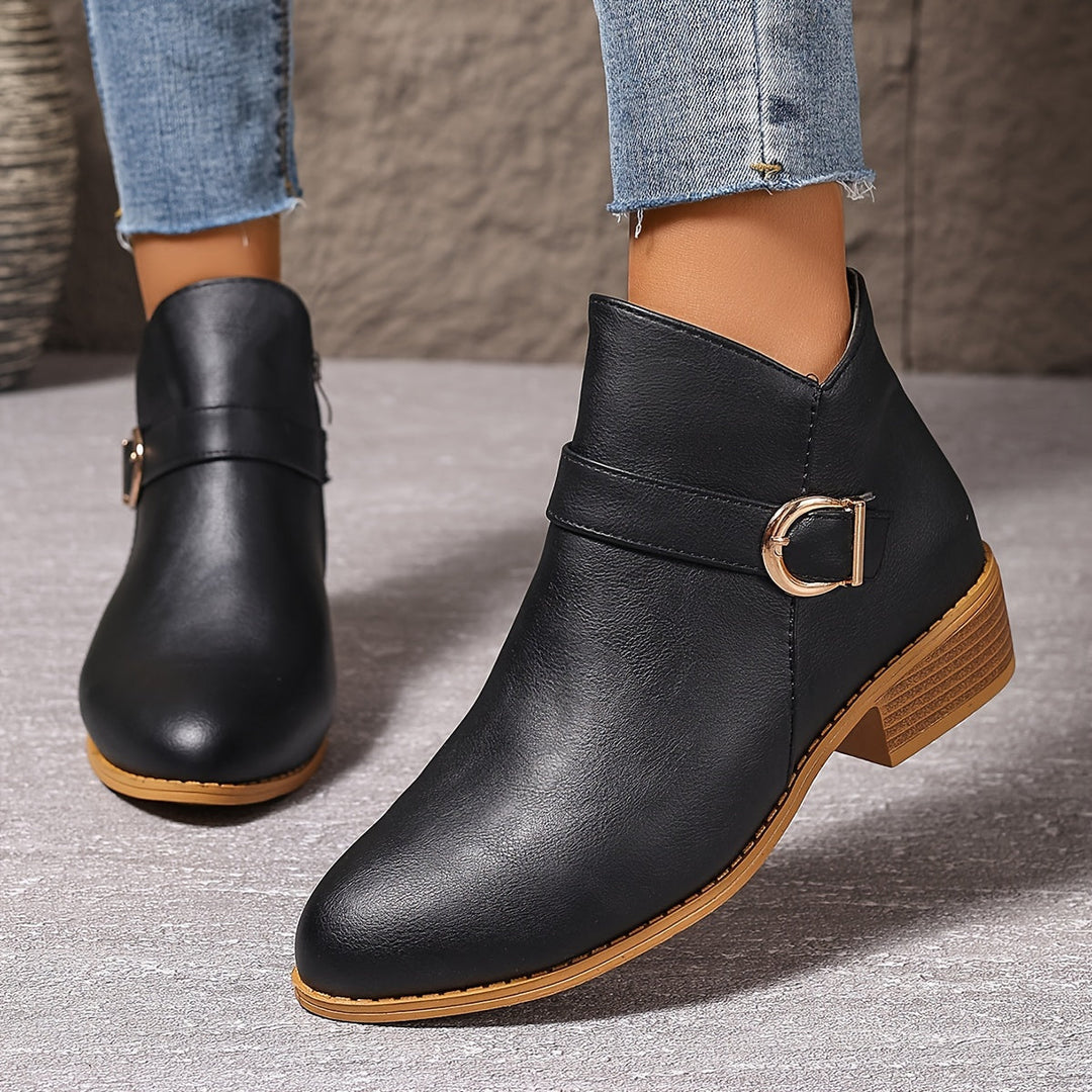 Dahlia | Modern Buckle-Accented Chelsea Ankle Boots