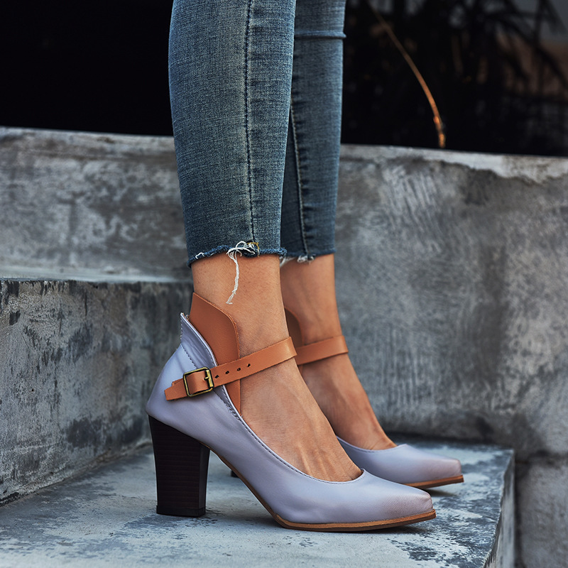 Christina | Stylish Block Heel Shoes with Adjustable Strap