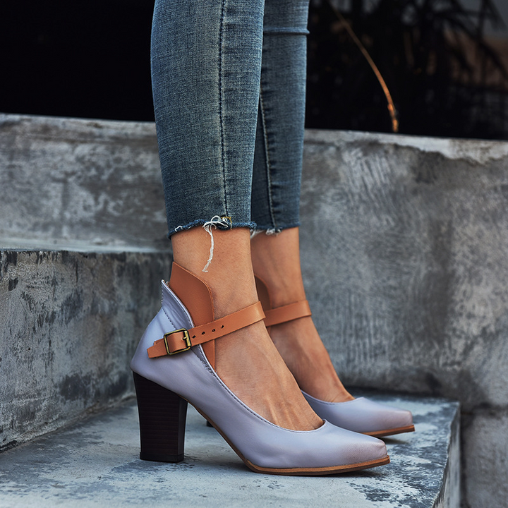 Christina | Stylish Block Heel Shoes with Adjustable Strap